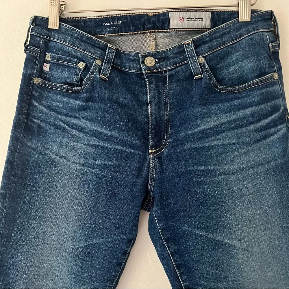 AG Jeans Prima Crop Blue Denim Mid-Rise Cigarette Ankle Size 30